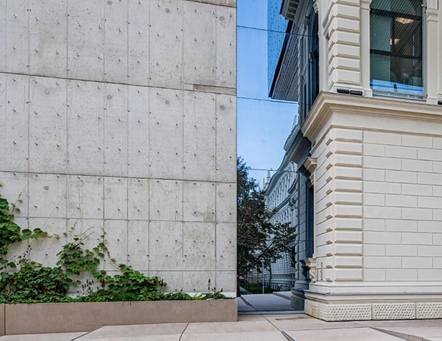 Ventilated facade system with glass