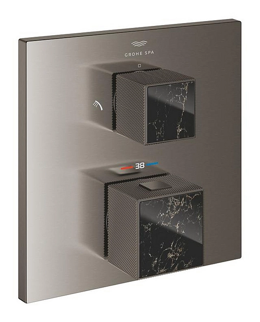 Thermostatic Shower Mixer for 2 Outlets, integrated shut-off diverter