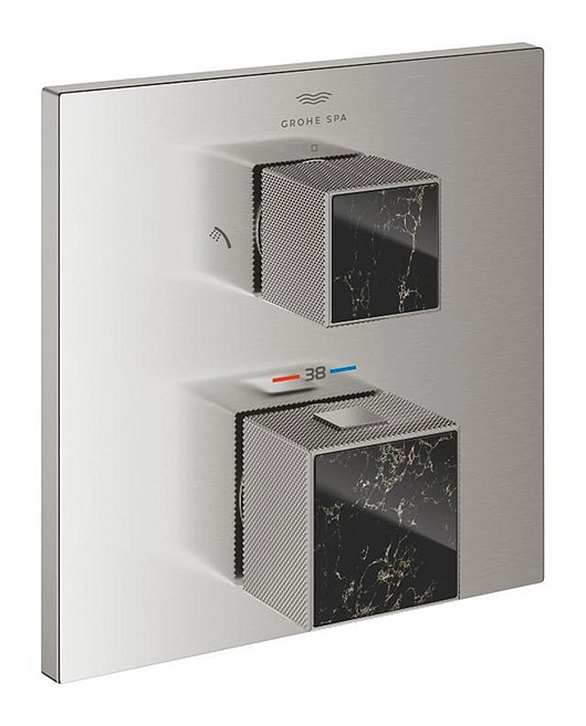 Thermostatic Shower Mixer for 2 Outlets, integrated shut-off diverter