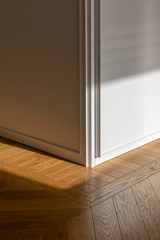 Natural wooden flooring in interior refurbishment