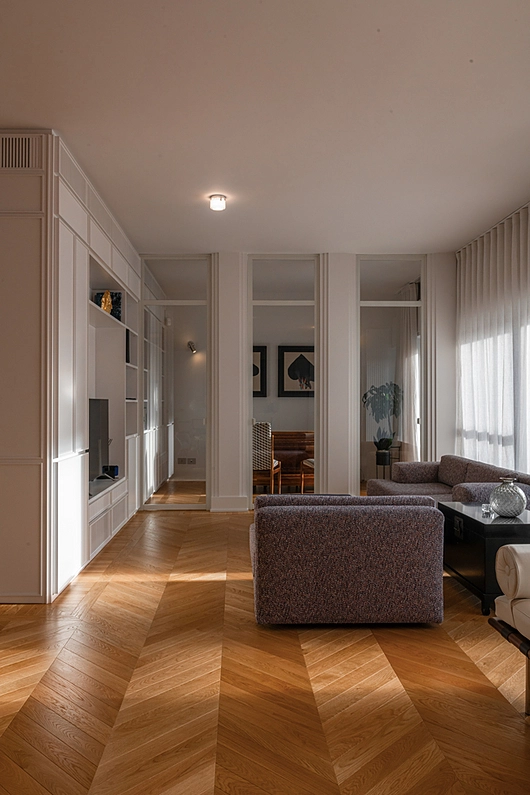 Natural wooden flooring in interior refurbishment