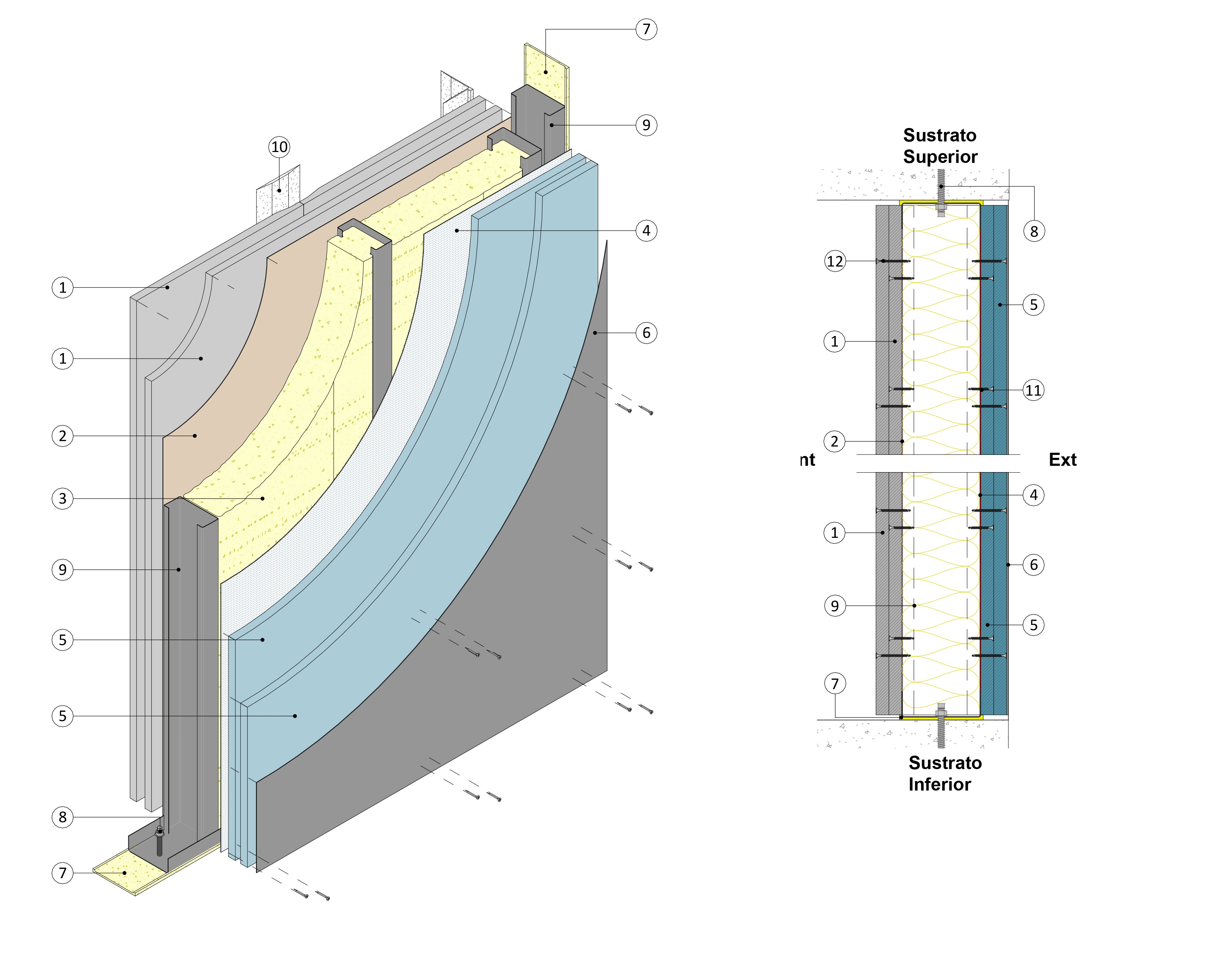 Fachadas - Tabique perimetral F120, F150 y F180 en BIM