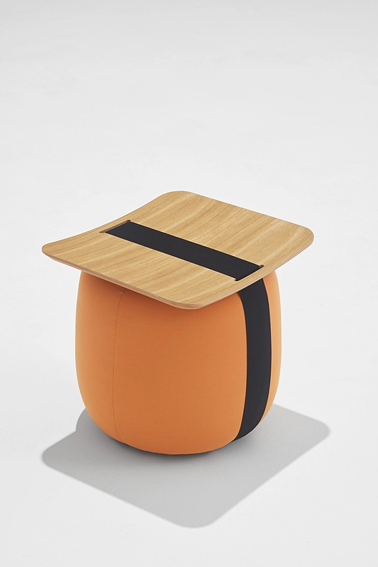 NIGIRI pouf in yellow and oak plywood