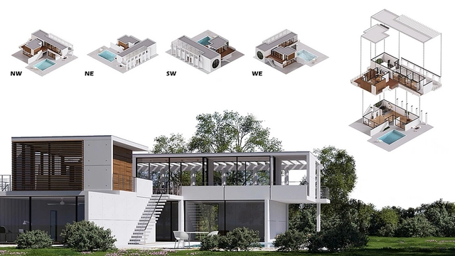 Villa Cabrera presentation axonometric