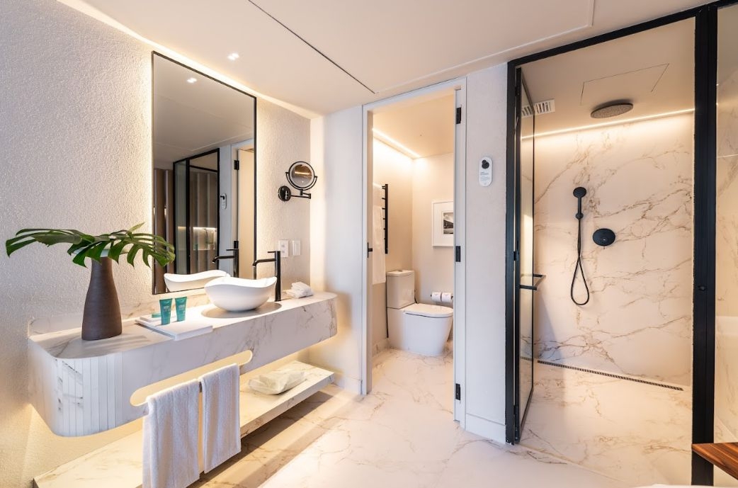 Organic and Minimalist Hotel Bathroom Renovation