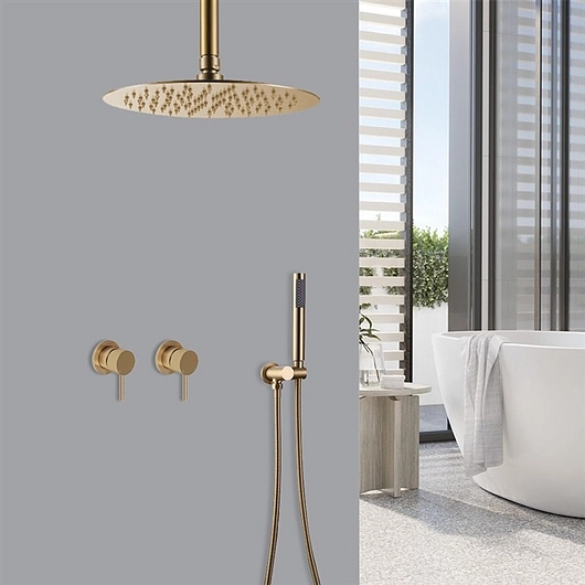 Lima Brushed Gold Round Shower