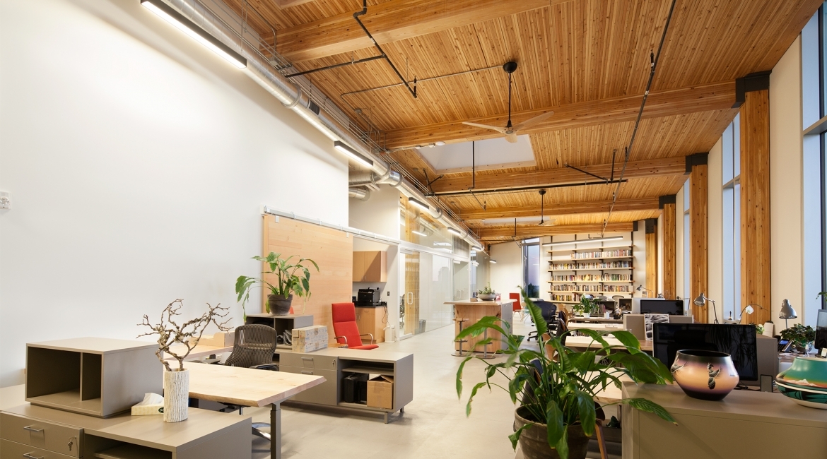 Energy efficient LED fixtures in the Bullitt Center