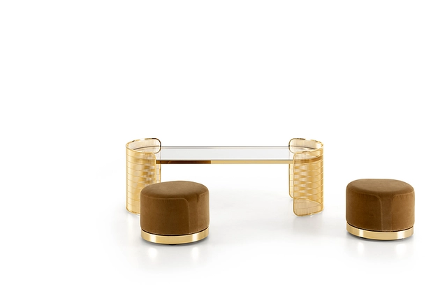 Console with poufs - Chiaro di Luna