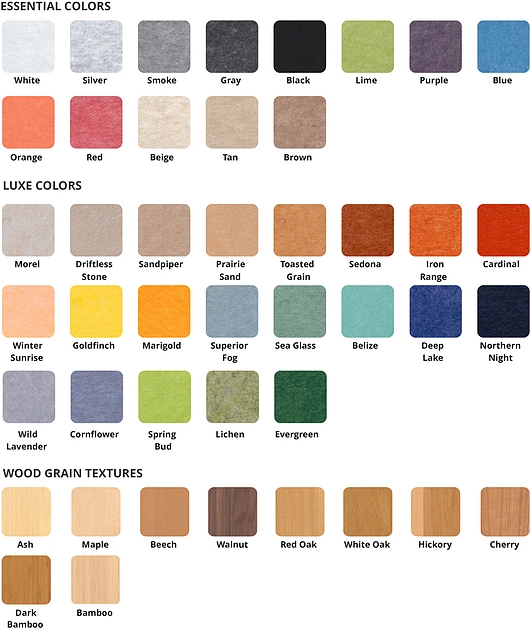 Catalog for felt colors of Engraved Acoustic Panel VEE