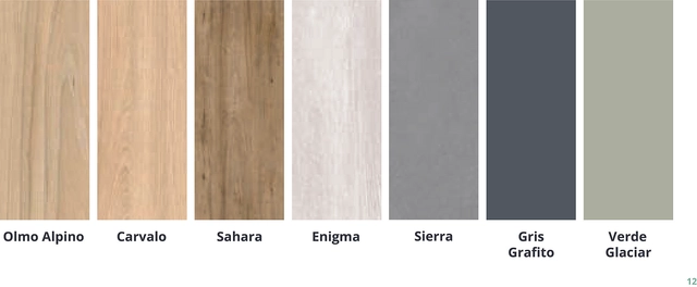 Colores disponibles para revestimiento tableado