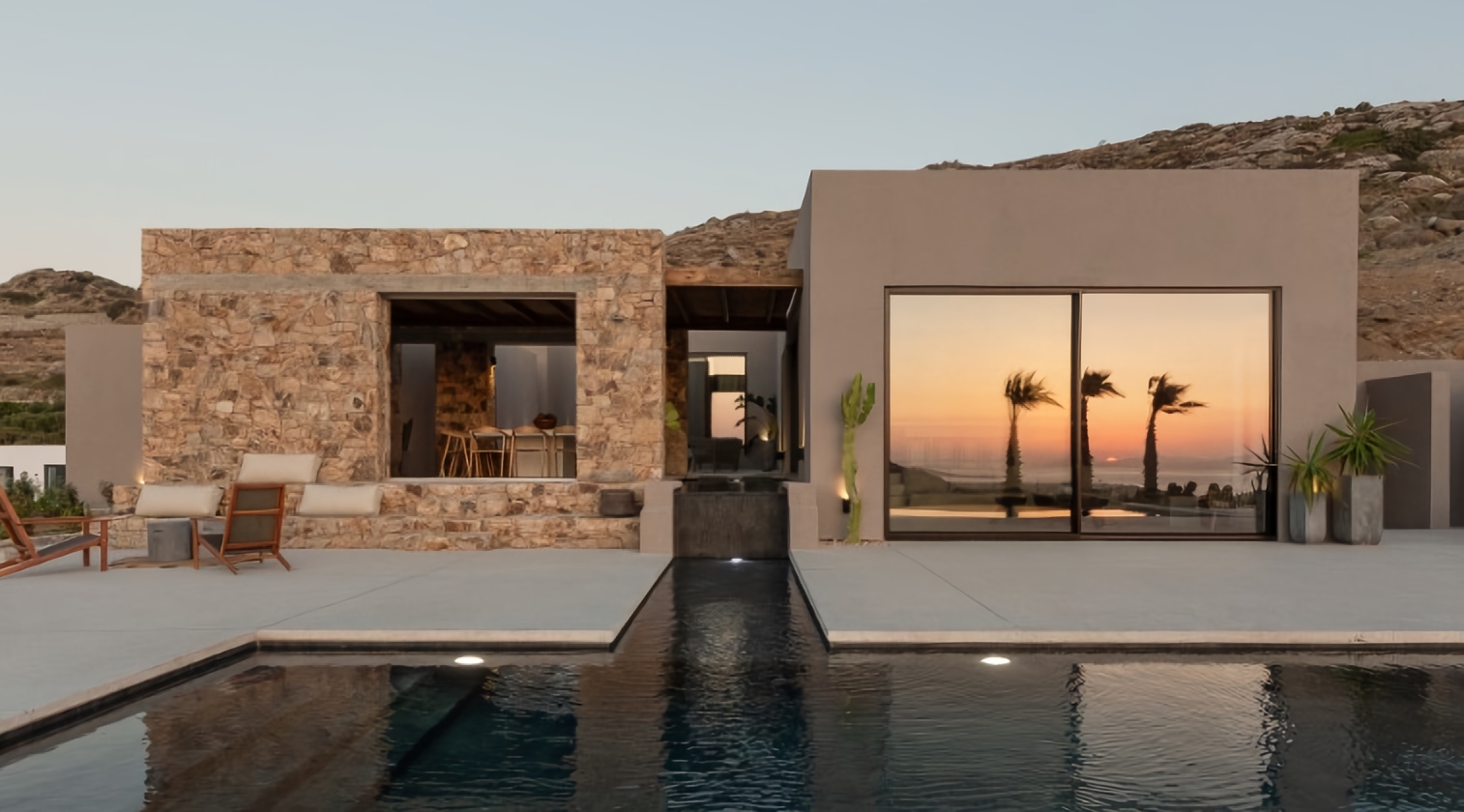 Matt Black Aluminum Frames in Naxos Villa