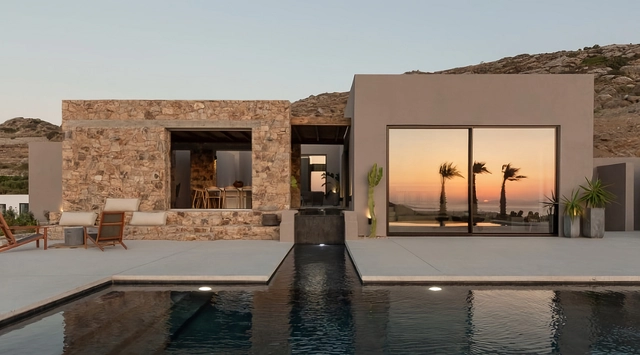 Matt Black Aluminum Frames in Naxos Villa