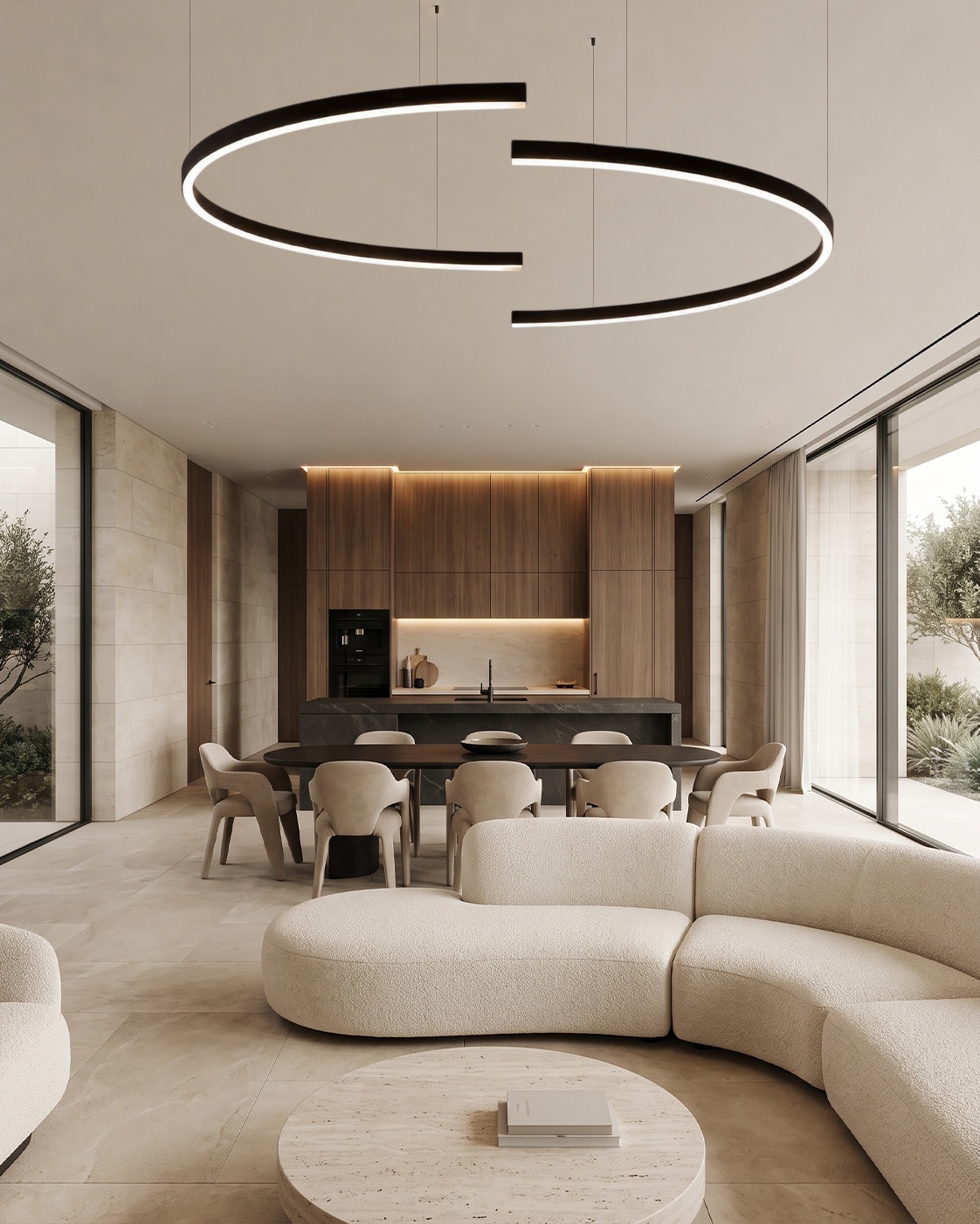 Curved Direct/Indirect LED Pendant System