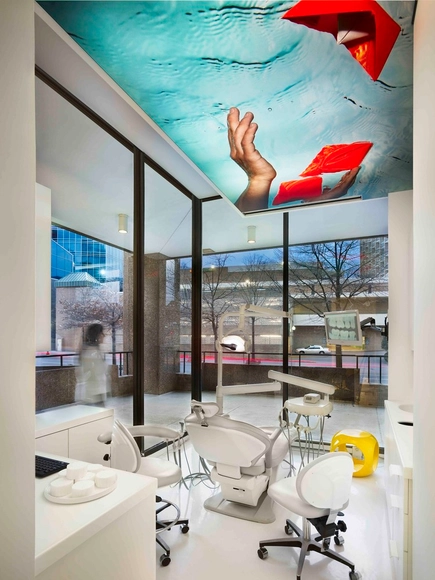 Smile Designer Dental Office Interiors / Antonio Sofan - Offices Interiors, Bathroom, Facade, Sink, Lighting, Table, Chair