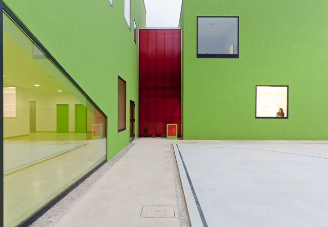 Antas Educative Center / AVA Architects - Educational Architecture, Door, Facade, Stairs, Handrail, Chair