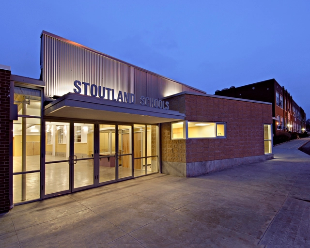 Stoutland School / Dake | Wells Architecture - Renovation, Facade, Door, Lighting