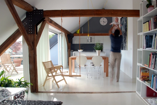 A-partment / Granda Strovs Architects - Apartment Interiors, Beam, Table, Chair