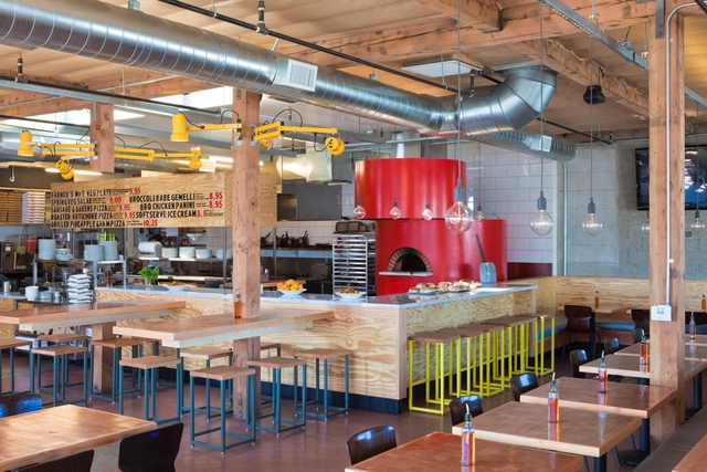 Pitfire Pizza / Bestor Architecture - Restaurant, Beam, Table