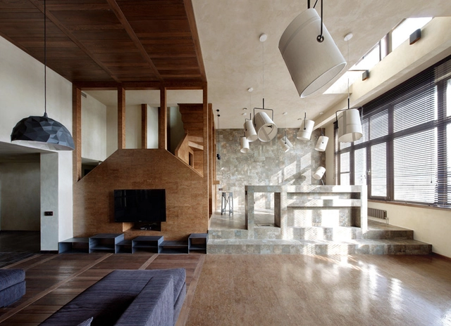 Multi-Level Apartment / Peter Kostelov - Apartment Interiors, Kitchen, Beam, Facade, Lighting