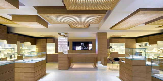 Zlatarna Celje Jewelry / OFIS architects - Interior Design, Kitchen, Beam, Lighting, Chair, Table