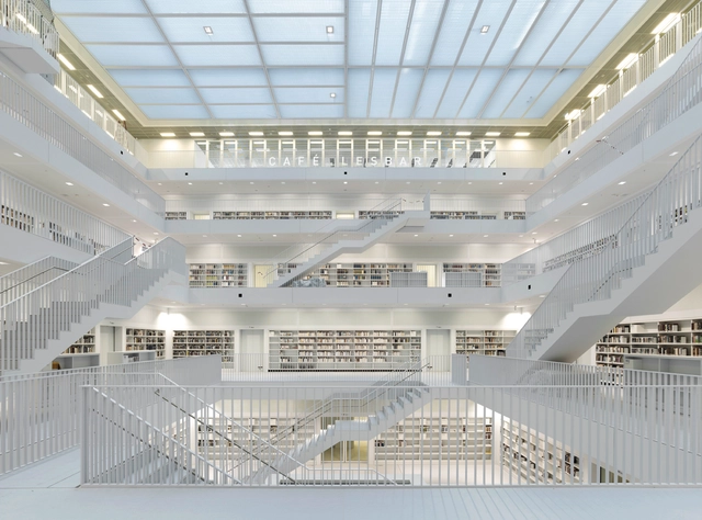 斯图加特市图书馆，万神殿布局的现代混凝土演绎 / Yi Architects - 图书馆