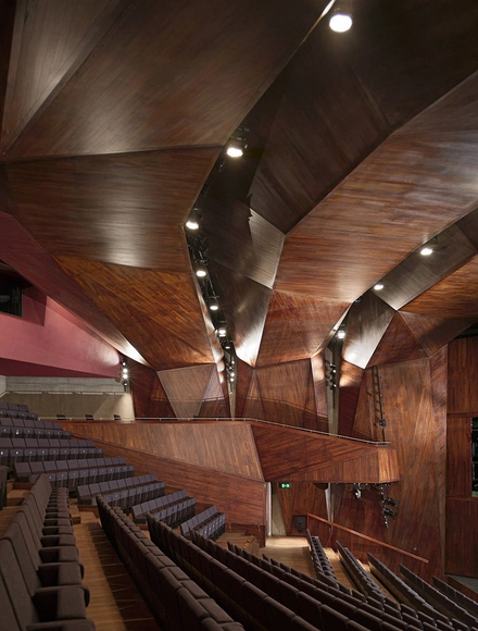 Lyric Theatre Belfast / O’Donnell + Tuomey Architects - Theaters & Performance , Stairs, Beam, Handrail, Lighting