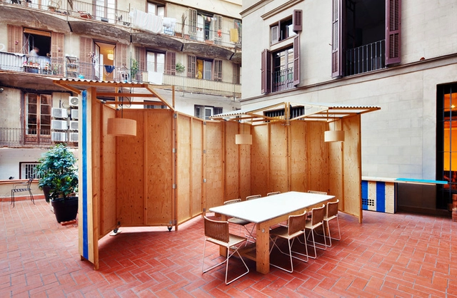 Chiringuito / Arquitectura-G - Instalaciones Temporales, Patio interior, Fachada, Mesas, Bancas, Sillas