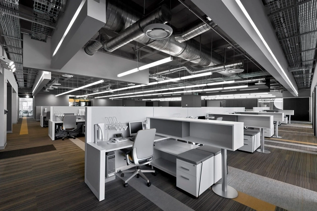 Accesolab / usoarquitectura - Interiores De Oficina, Cocina, Fijación Vigas, Mesas, Sillas