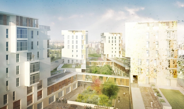 Primer Premio Concurso Internacional Vivienda Social  “Una Comunidad Para Crecer En Via Cenni”  / Rossiprodi Associati - Vivienda Social, Fachada, Urbano