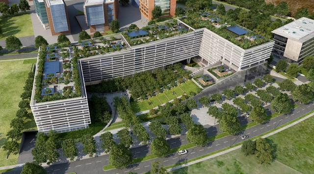 World Green Center / cCe arquitectos + Andreu arquitectos - Edificio De Oficinas, Jardín, Fachada, Urbano