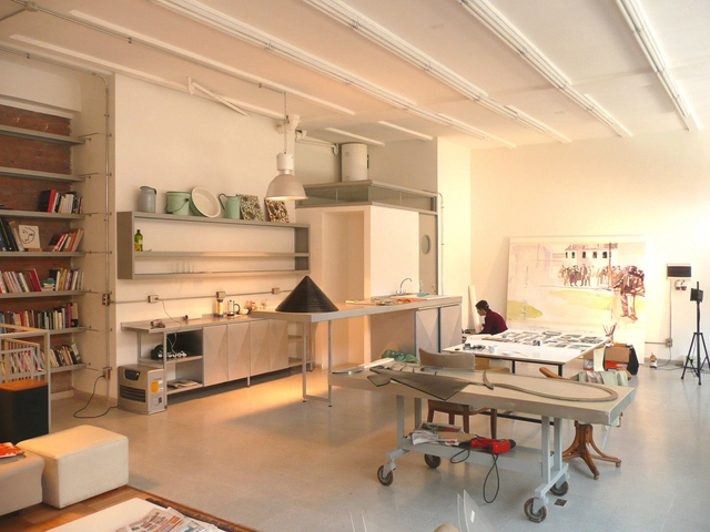Taller de arte en la Remodelación San Borja / SUMO arquitectura y diseño - Renovación, Cocina, Fijación Vigas, Mesas, Bancas