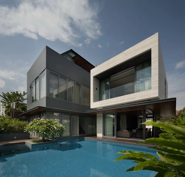 Travertine Dream House / Wallflower Architecture + Design - Casas, Patio interior, Fachada, Puerta