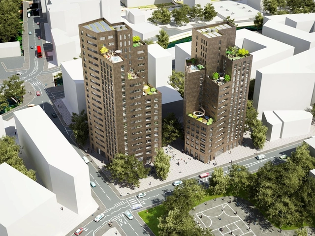 Columnar Towers: Colville Estate Competition Entry / NL Architects + WHAT Architecture - Facade, Cityscape