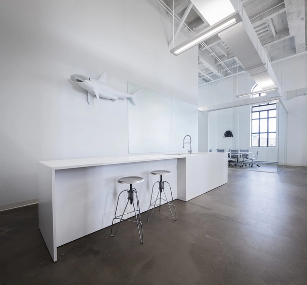 BLUE Communication Office / Jean Guy Chabauty + Anne Sophie Goneau - Offices Interiors, Kitchen, Chair, Table