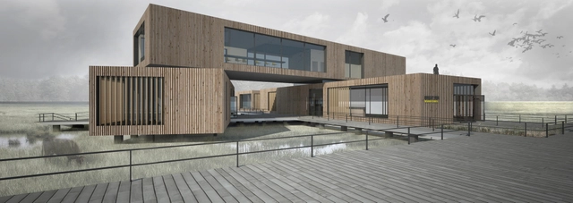 Great Fen Visiting Center Competition Entry / Alexandros Avlonitis + Aggeliki Anagnostopoulou - Community Center, Deck, Facade