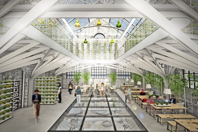 Hydroponic Pumping Station Winning Proposal / mode:lina - Renovation, Garden, Facade, Arcade, Lighting, Table, Chair