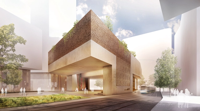 Green Square Library & Plaza Proposal / Gus Wüstemann Architects - Library, Facade