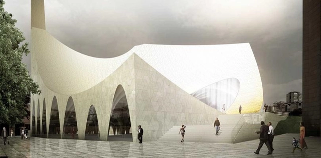 Central Mosque of Pristina Competition Entry / APTUM Architecture - Mosque, Facade, Arch