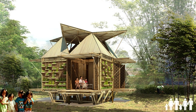 Casas de bambú de H&P Architects resistirían inundaciones flotando sobre tambores reciclados - Imagen Principal