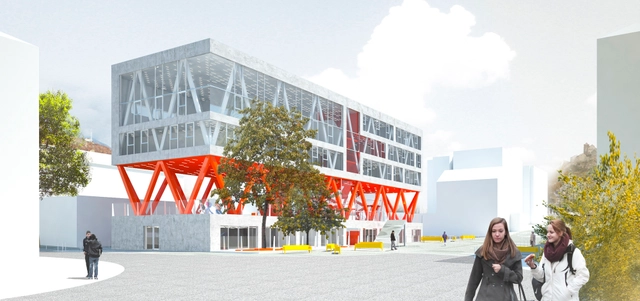 'Superpose' School Extension Competition Entry / OVERCODE - Educational Architecture, Facade