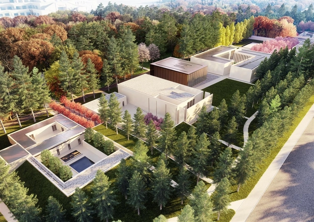 Famen Temple Zen Meditation Center Winning Proposal  / OAC - Cultural Architecture, Garden, Facade