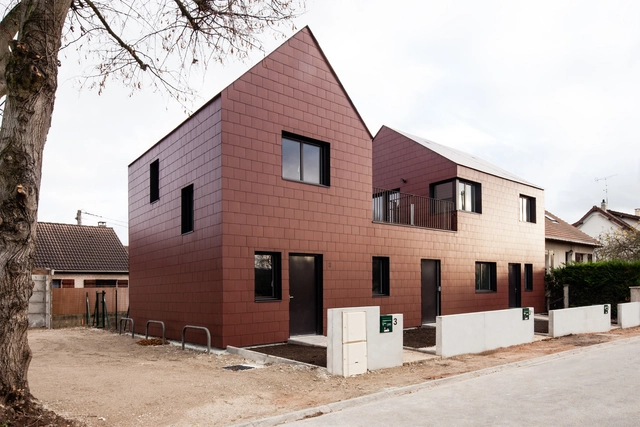 3 Social Dwellings / Chartier-Dalix architects - Social Housing, Door, Facade