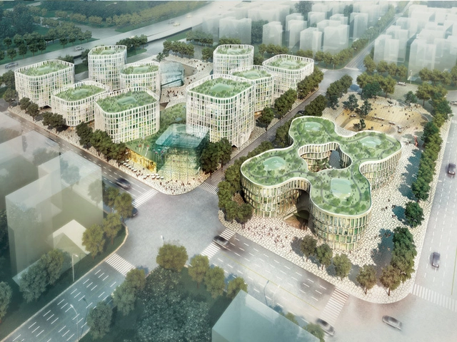 Hongqiao Business District Winning Proposal / MVRDV - Retail , Garden, Facade, Cityscape