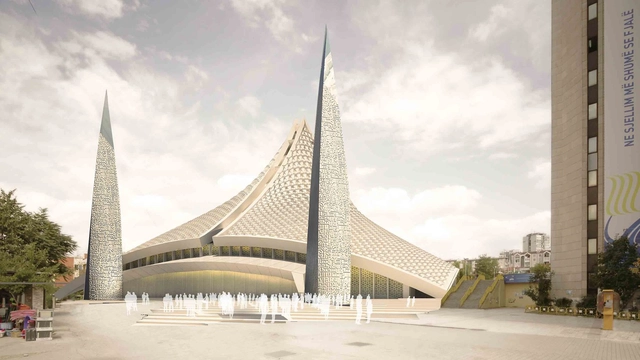 Central Mosque of Pristina Competition Entry / Victoria Stotskaia, Raof Abdelnabi, Kamel Lokman Salem - Mosque, Facade