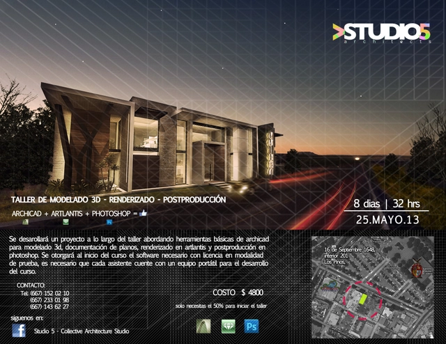 Taller de Modelado 3D, Renderizado y Post Producción en Ciudad de México / Studio 5 - Collective Architecture Studio [¡Sorteamos un Cupo!] - Imagen Principal