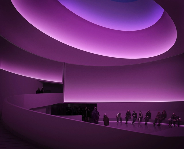 Museo Guggenheim de Frank Lloyd Wright se transforma temporalmente bajo la intervención de Turrell - Iluminacion