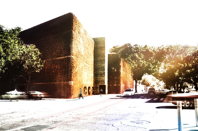 Cultural Center in Guadalajara Competition Entry / K+P Architects - Cultural Center, Facade, Arch, Lighting, Bench