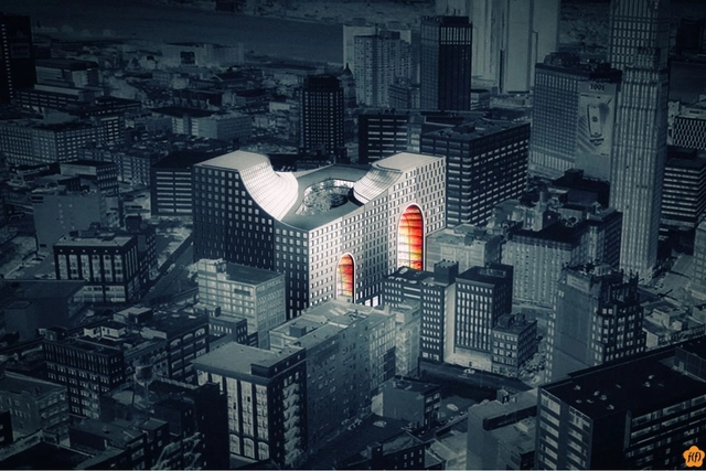 'Redesigning Detroit: A New Vision for an Iconic Site' Competition Entry / Various Architects - Mixed Use Architecture, Facade, Cityscape