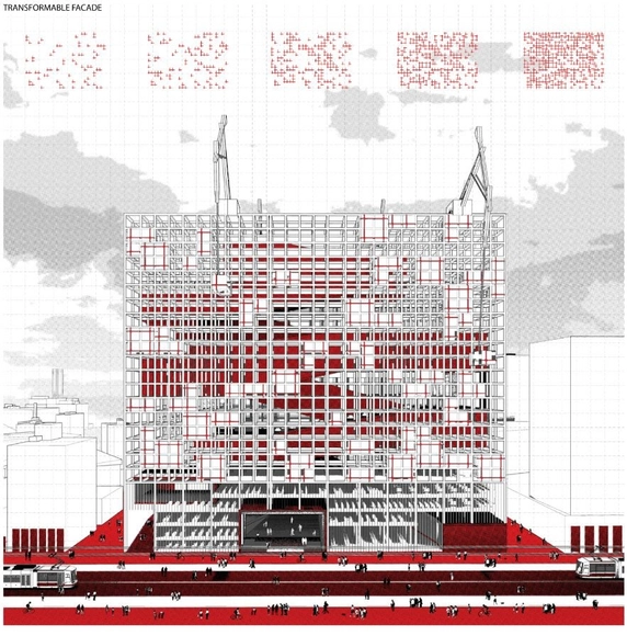 'Redesigning Detroit: A New Vision for an Iconic Site' Competition Entry / H Architecture - Cultural Center, Facade