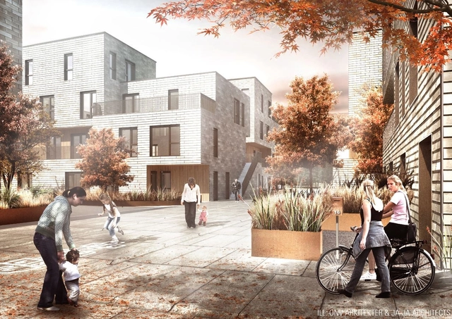 AlmenBolig+ Affordable Housing Winning Proposal / JAJA + ONV - Housing, Courtyard, Facade